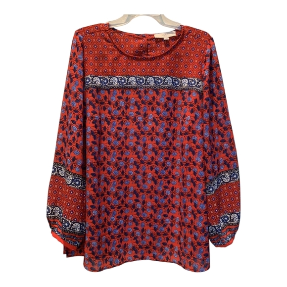 LOFT Border Floral Blouse Size Large P - Picture 5 of 6